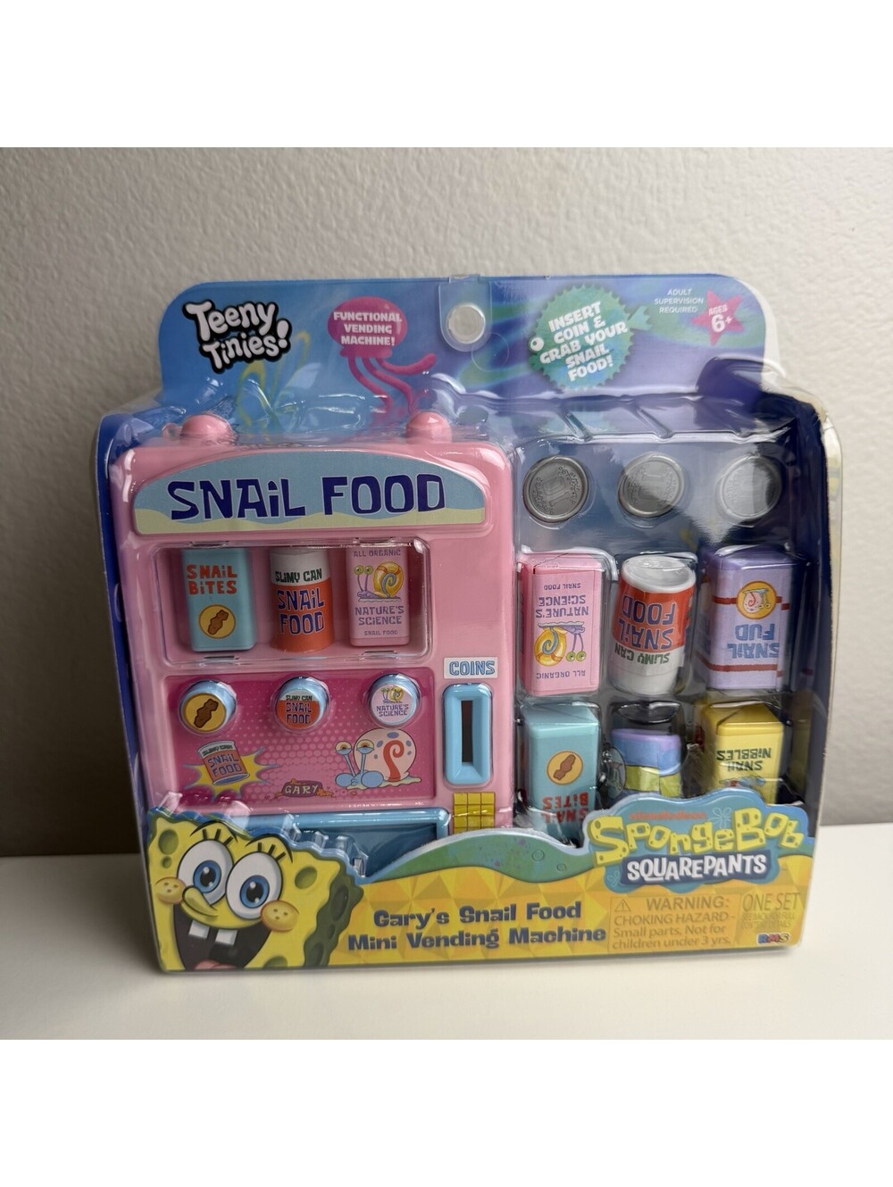 Teeny Tinies SpongeBob Gary’s Snail Food Mini Vending Machine Sealed New